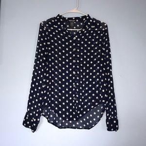 About a Girl Sheer Button Up Blouse size medium